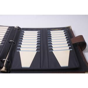Vintage Business Card Organizer Stanley N Peck Brown Leather 3-ring Binder Plan